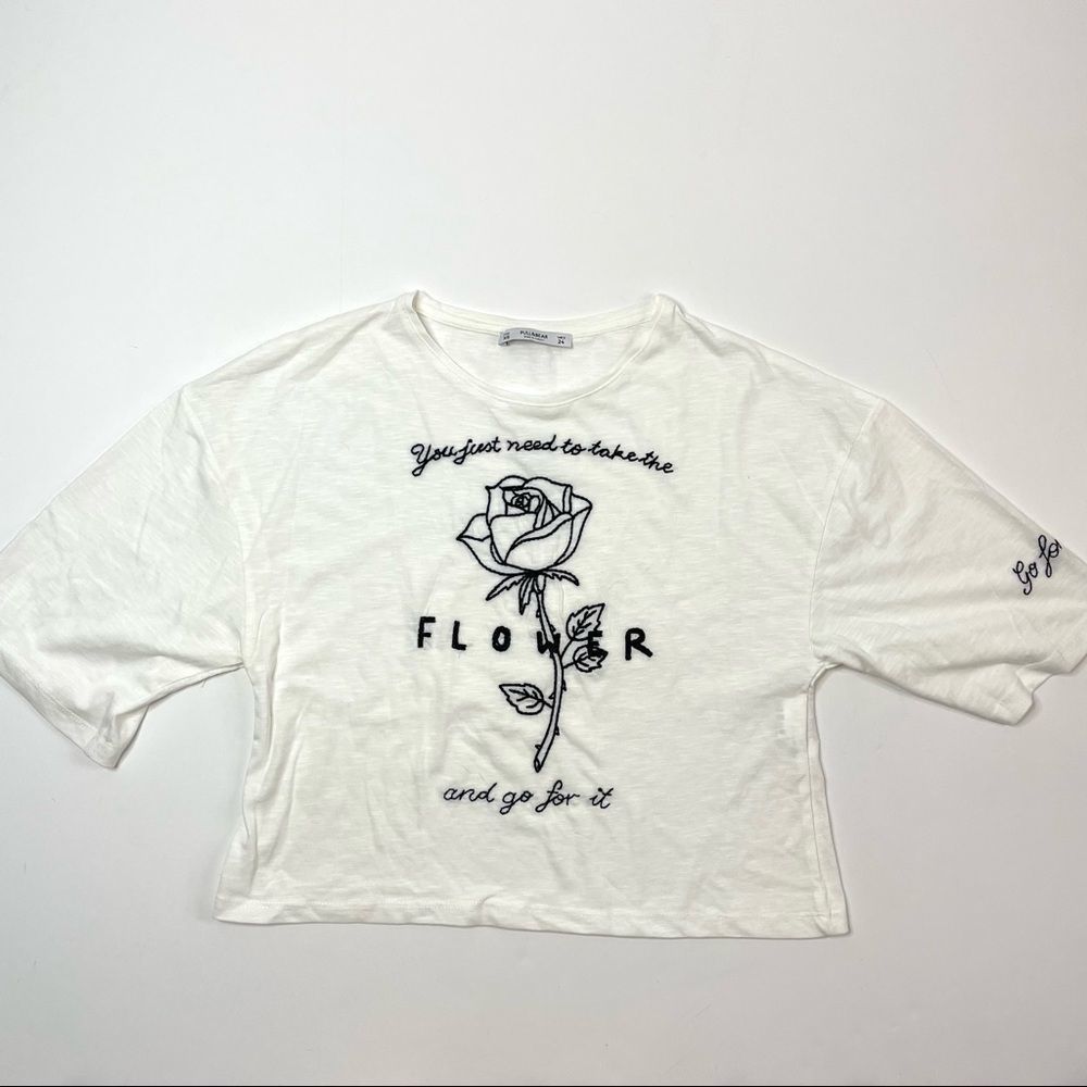 Pull & Bear Take the Flower & Go for it T-Shirt